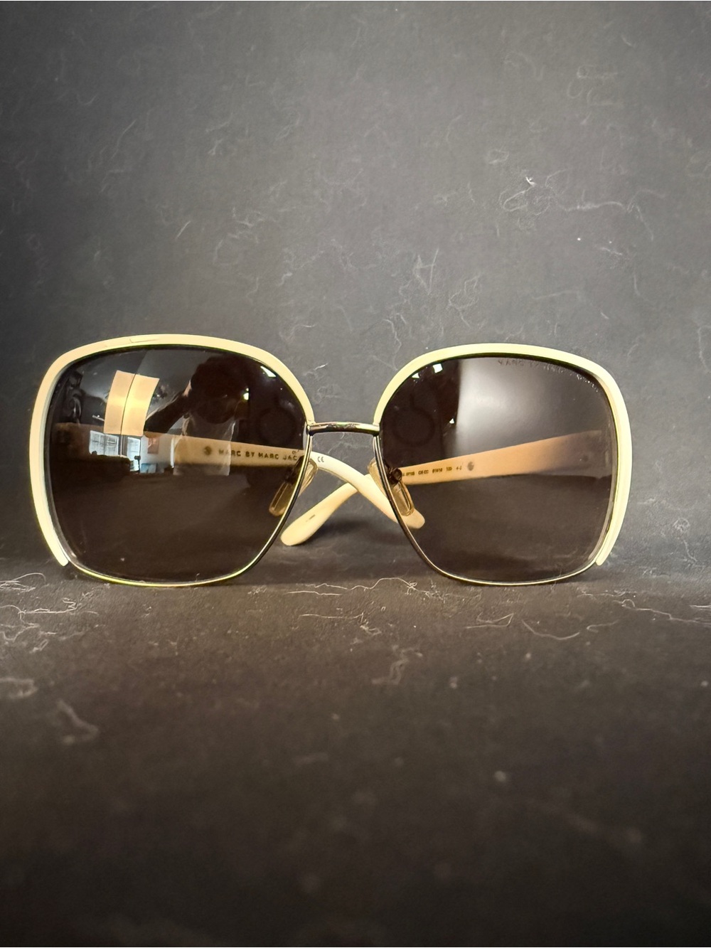 Marc By Marc Jacobs Cream-Trim Oversized Square Sunglasses - Cream/Brown Lenses